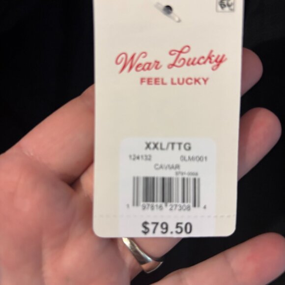 NWT Lucky Brand Women's Contrast Embroidered Peasant Top, Caviar SZ XXL - Picture 5 of 8